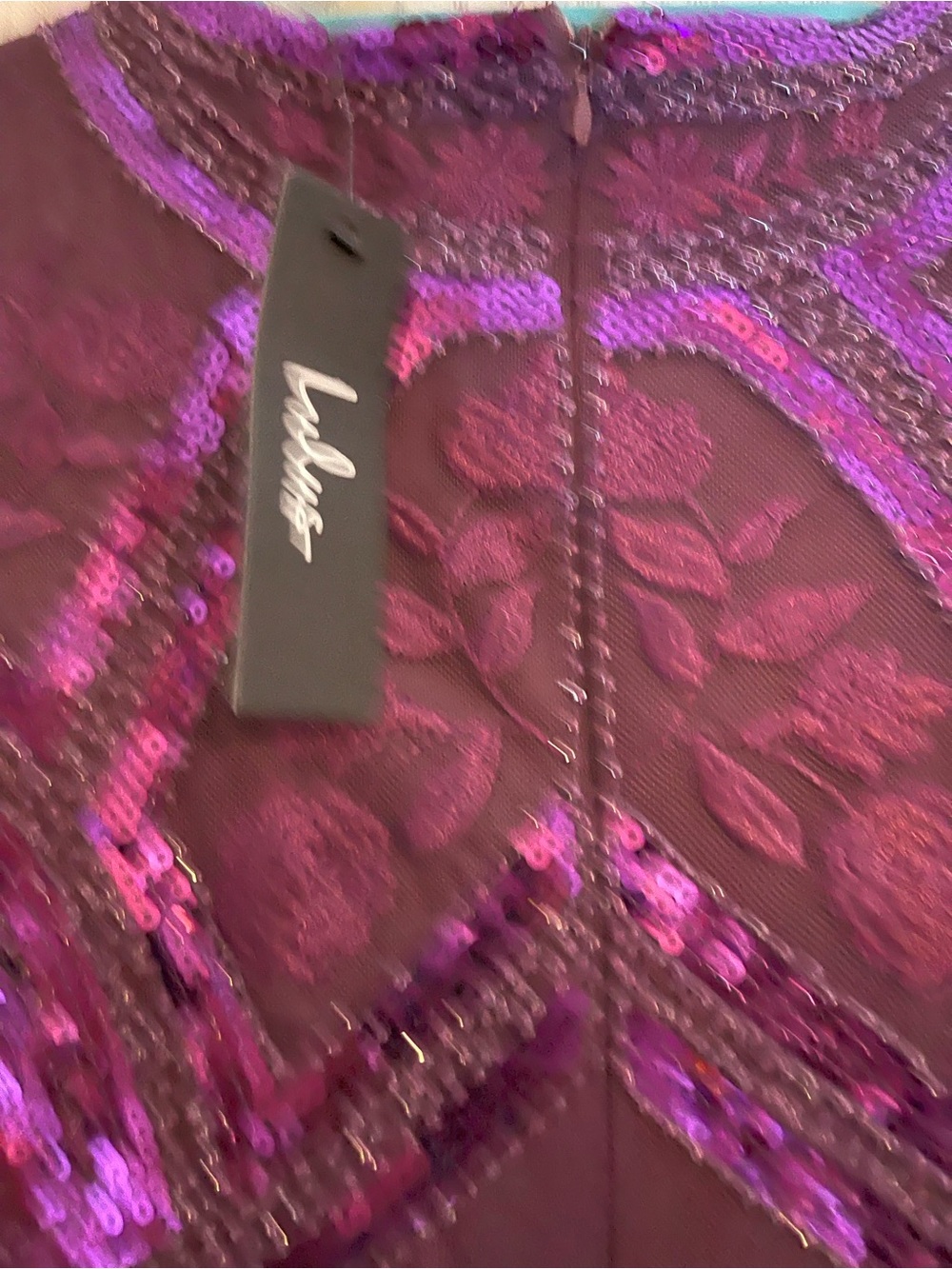Lulu's Purple Sequin Embellished Short Sleeve Mini Dress - Picture 6 of 11
